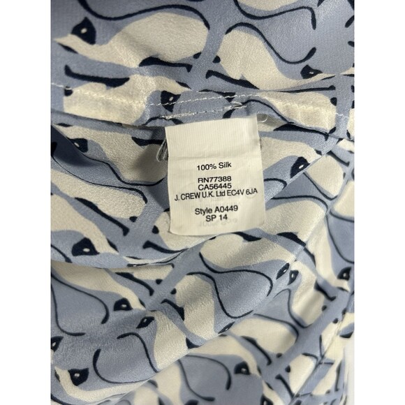 J Crew Siamese Cat Print 100% Silk Artsy Top Blouse Size 6 All Over Print - Picture 12 of 12